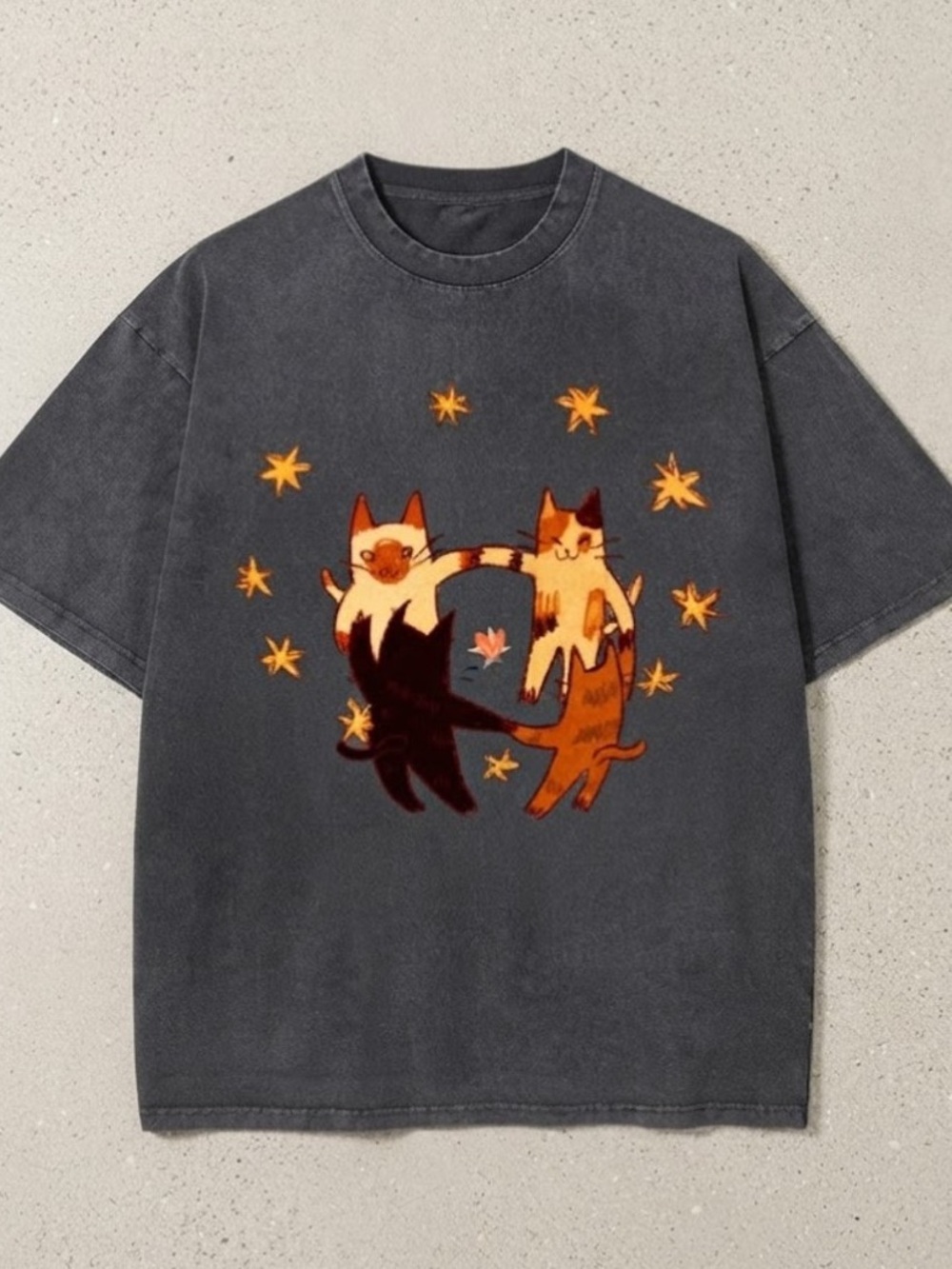 Cute Dancing Cats Stars Magic Circle Comfort Colors T-Shirt